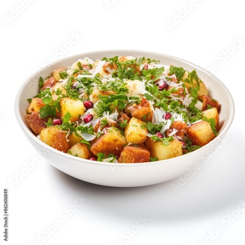 Delicious Aloo Chaat Garnished With Fresh Herbs And Spices