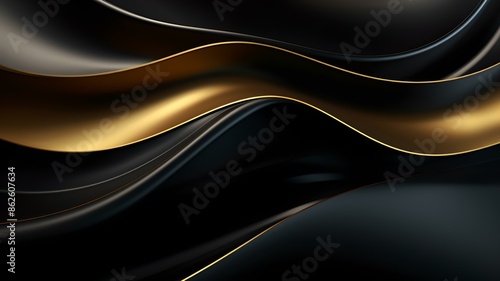 Geschwungene Formen: Schwarz-goldene Kunst für exklusive Designs