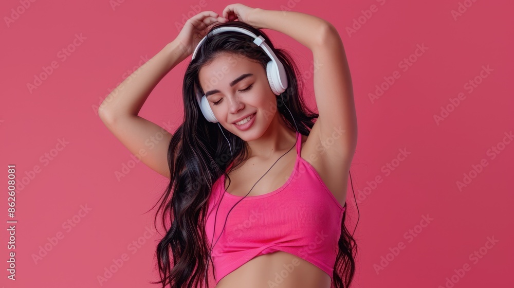 The woman with headphones The woman with headphones