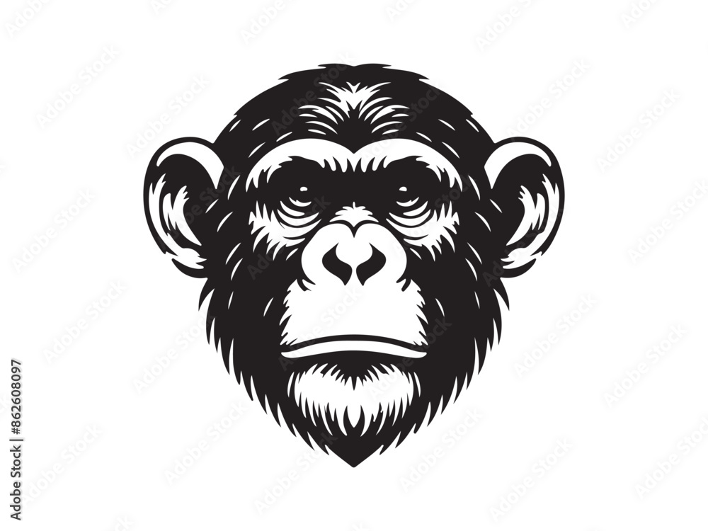 Fototapeta premium Monkey face head icon wild animal for logo or mascot illustration