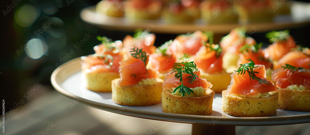 Canapes with smoked salmon and cornbread Canapes with smoked salmon and cornbread