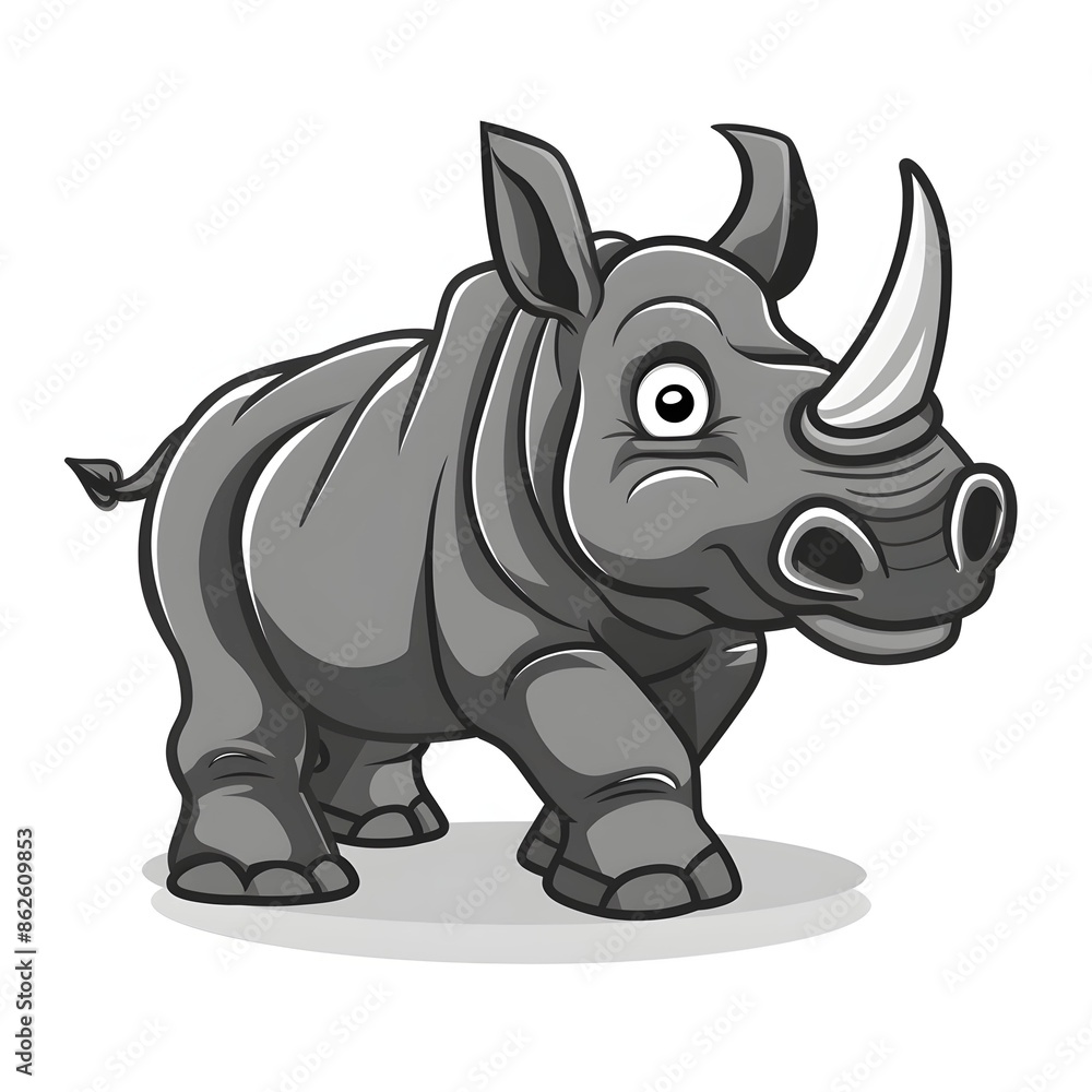 cartoon rhino mascot character design vector, logo template isolated on white background cartoon rhino mascot character design vector, logo template isolated on white background