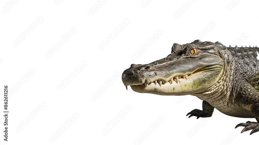 Obraz premium Realistic crocodile cutout. Isolated alligator on transparent background