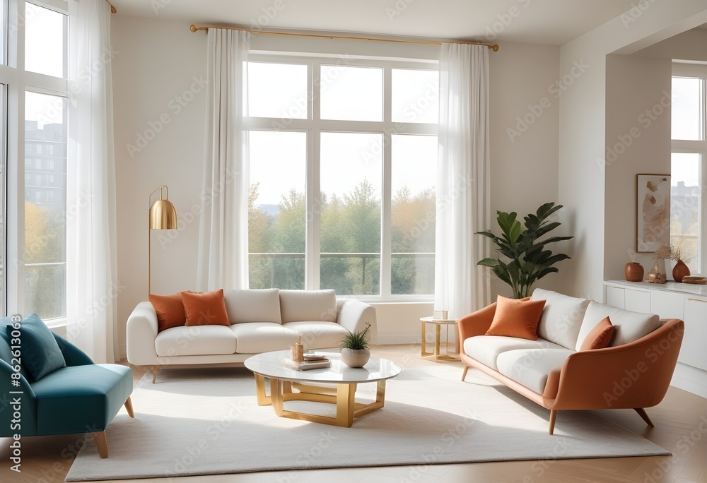 Fototapeta premium Photo interior modern design room 3d illustration