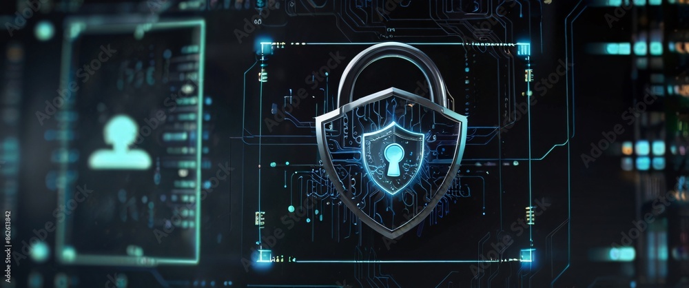 the importance of cyber security and digital protection in the modern business landscape. Use futuristic and sleek technology designs to convey a sense of advanced protection and security the importance of cyber security and digital protection in the modern business landscape. Use futuristic and sleek technology designs to convey a sense of advanced protection and security