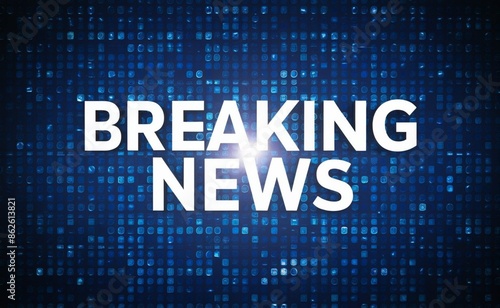 breaking news template, designed for a business or technology-focused news show, dark blue background, with the words Breaking News written in bold, futuristic and high-tech banner Ai generative