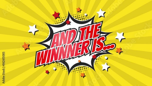 Winner animation text. Congratulations for the best result. Winning message.