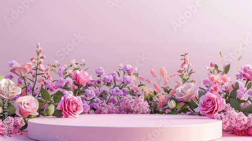 Floral Background with a Pink Platform