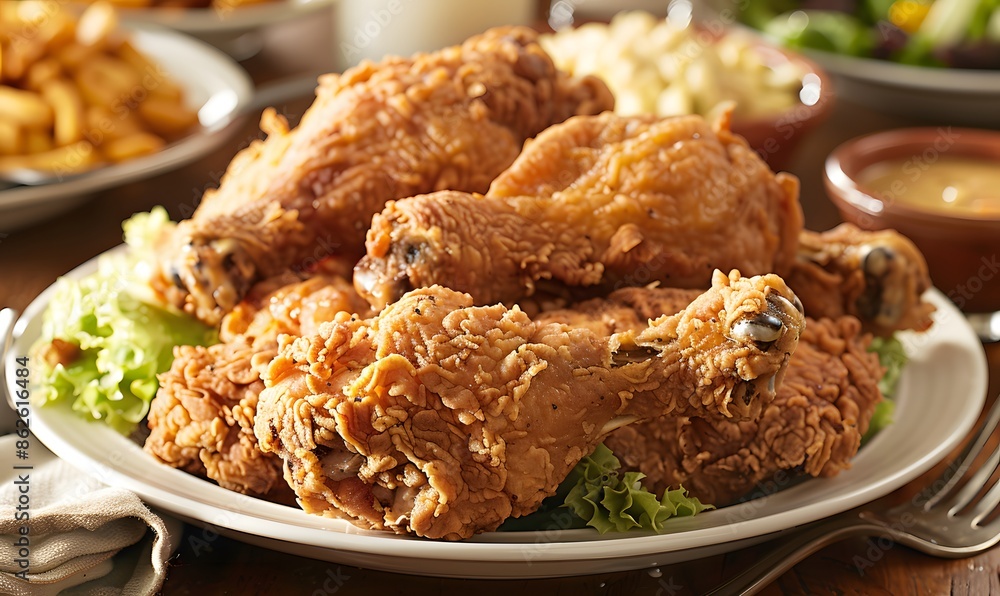 Crispy golden fried chicken, Generative AI Crispy golden fried chicken, Generative AI