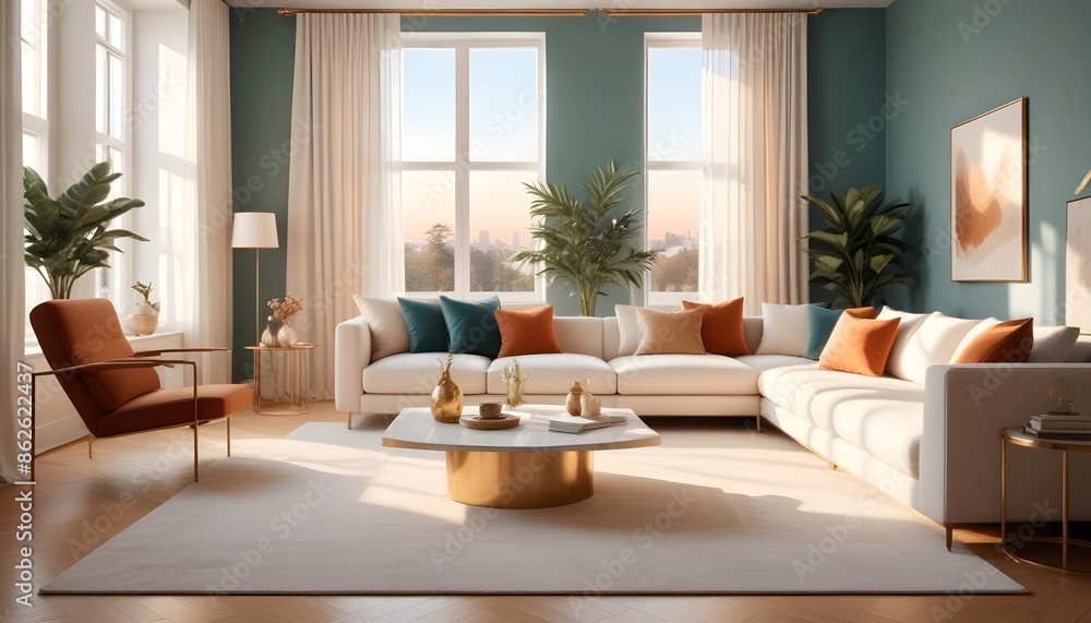 Photo interior modern design room 3d illustration Photo interior modern design room 3d illustration