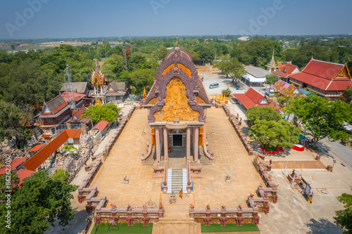 Aerial view of the Wat Huai Tako at Nakhon Pathom, Thailand photo