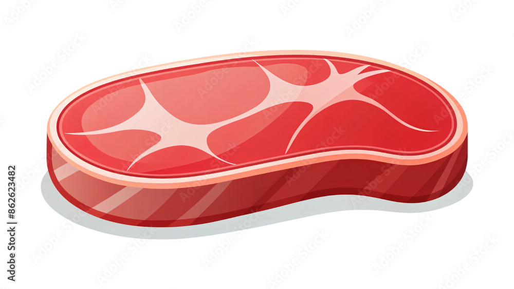 A close-up photo of a fresh, uncooked piece of red meat on a white background A close-up photo of a fresh, uncooked piece of red meat on a white background