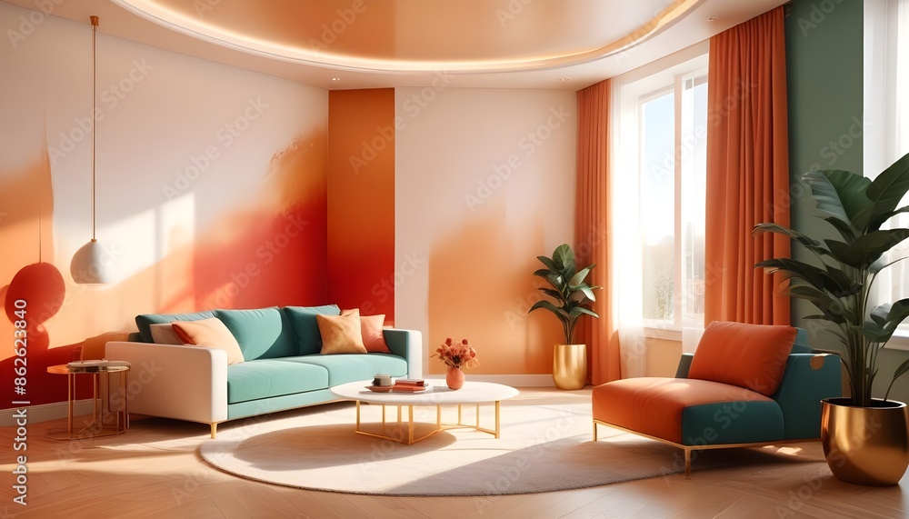 Photo interior modern design room 3d illustration Photo interior modern design room 3d illustration