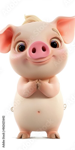 Adorable Chubby Piglet with Big Eyes and Cute Smile photo