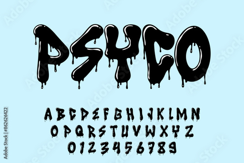 Alphabet  Black Patrol Melt Typo Letters vector