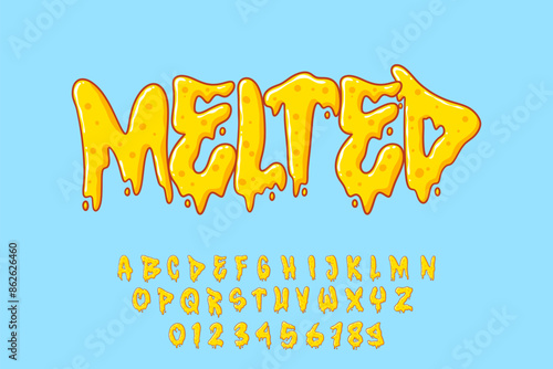 Alphabet Chese Melt Typo Letters vector