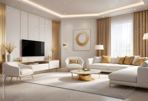 Photo interior modern design room 3d illustration