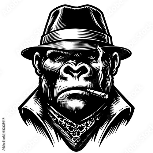 Gorilla Mobster logo icon Generative AI photo