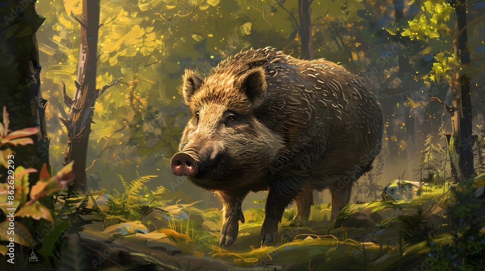 Cartoon animal - boar - isolated - illustration for children. Cartoon animal - boar - isolated - illustration for children.