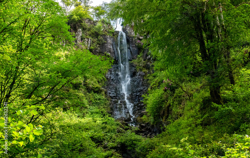Beautiful waterfall in the forest on the Isle of Mull