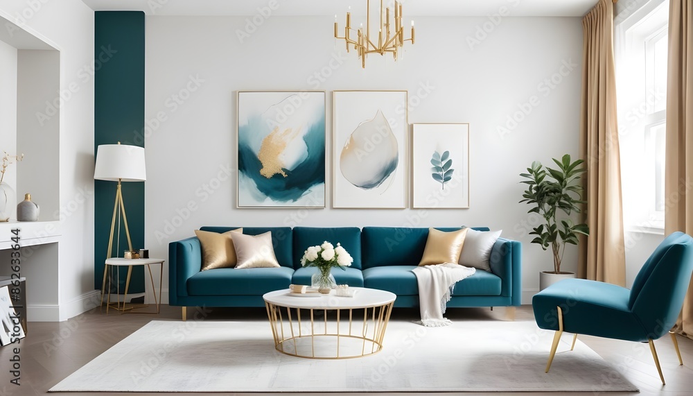 Fototapeta premium Photo interior modern design room 3d illustration