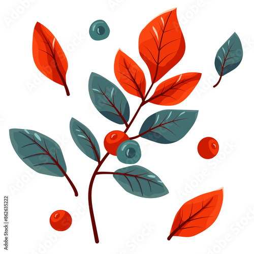 Hello autumn autumn season leaves, berries, set vector