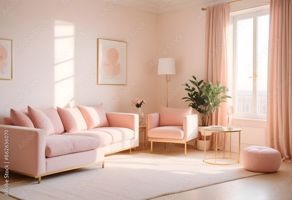 Fototapeta premium Photo interior modern design room 3d illustration