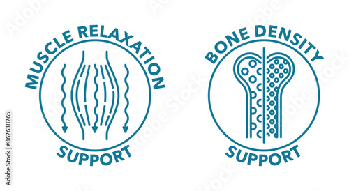Magnesium circular icons - Bone Density, Muscle Relaxation