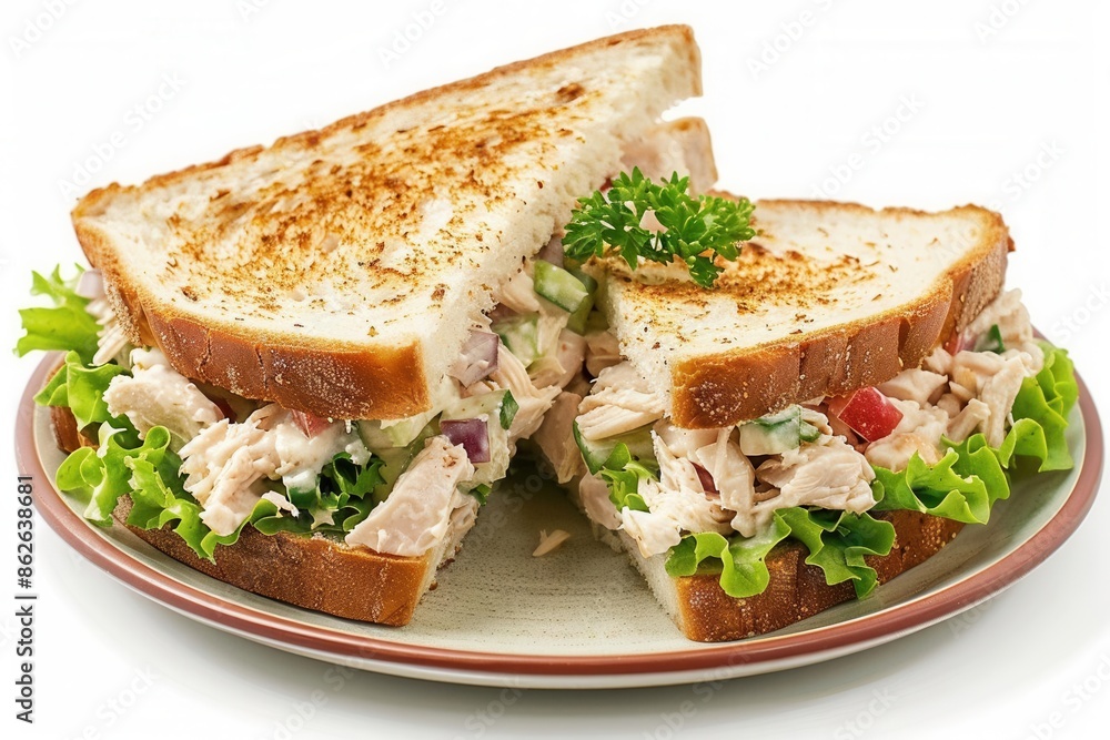 Delicious Chicken Salad Sandwich Platter. Fresh and satisfying lunch option Delicious Chicken Salad Sandwich Platter. Fresh and satisfying lunch option