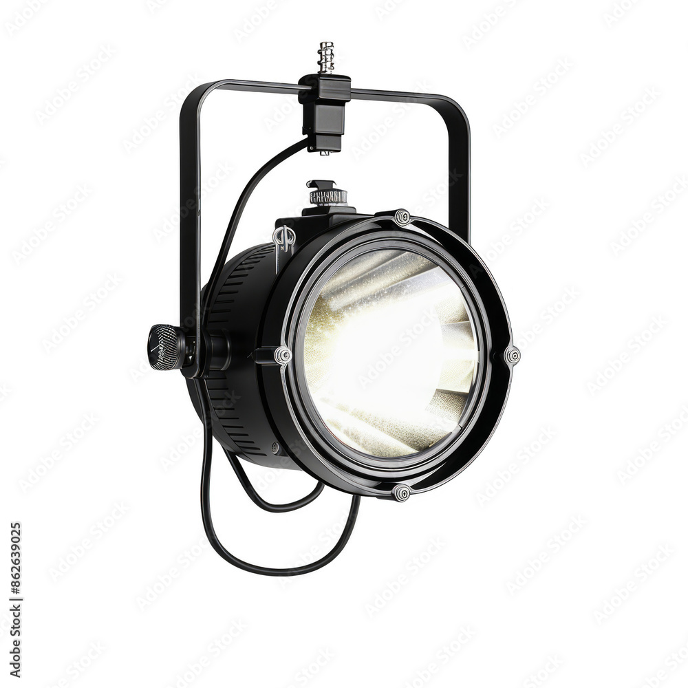 A spotlight is lit up on a white background A spotlight is lit up on a white background