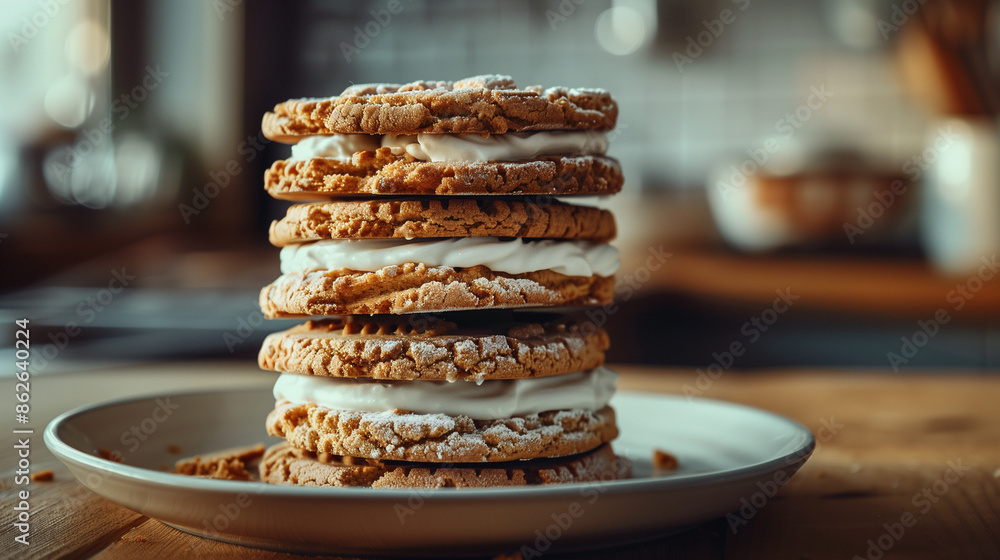 cookies and cream biscuits with soft cream between the layers, Ai generated Images cookies and cream biscuits with soft cream between the layers, Ai generated Images