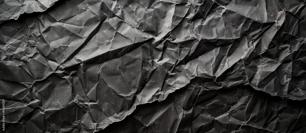 A grungy textured backdrop with black creased and crumpled paper for use as a background with copy space image. A grungy textured backdrop with black creased and crumpled paper for use as a background with copy space image.