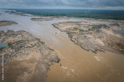 Wallpaper Mural Aerial view of the Mekong River and the Mekong River is the Natural Boundary Line of the Thai-Lao border Torontodigital.ca