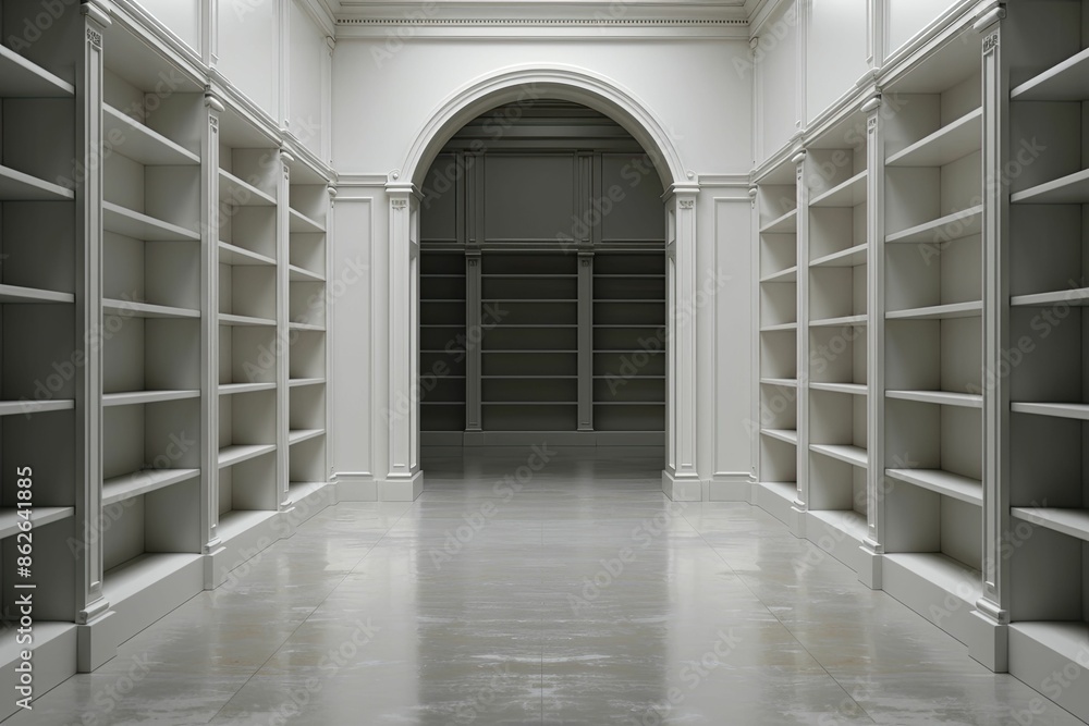Minimalist library design showcasing clean lines, neutral tones, and orderly shelves to create an atmosphere conducive to calm and concentration. Minimalist library design showcasing clean lines, neutral tones, and orderly shelves to create an atmosphere conducive to calm and concentration.