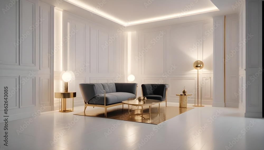 Photo interior modern design room 3d illustration Photo interior modern design room 3d illustration