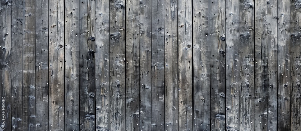 Fototapeta premium A textured gray wooden wall with ample space for text, ideal for background use in abstract designs and images requiring copy space.