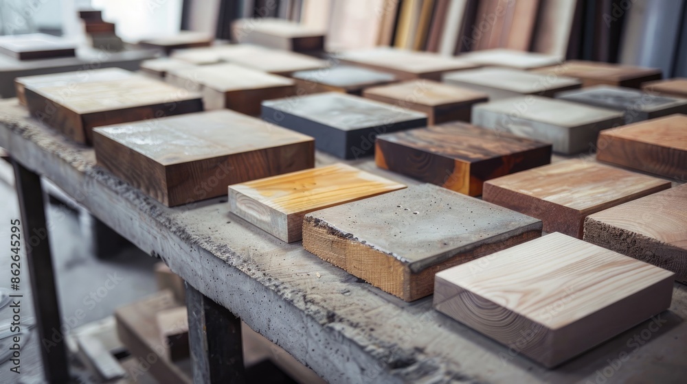 Selecting Wood Samples on Concrete Table for Interior Design Ideas Selecting Wood Samples on Concrete Table for Interior Design Ideas