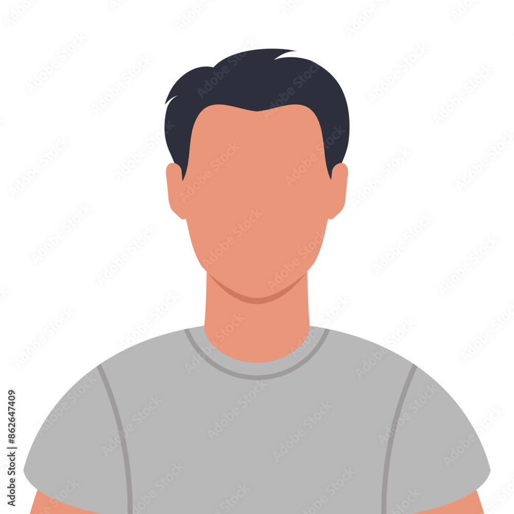 Abstract faceless young man in T shirt. Student male avatar. Vector illustration Abstract faceless young man in T shirt. Student male avatar. Vector illustration