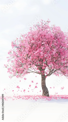 3D graphics of a pink cherry blossom tree