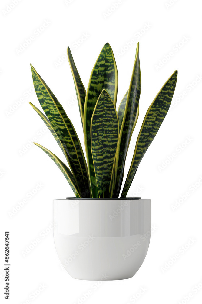 Realistic Photograph of a Snake Plant in a White Pot Realistic Photograph of a Snake Plant in a White Pot