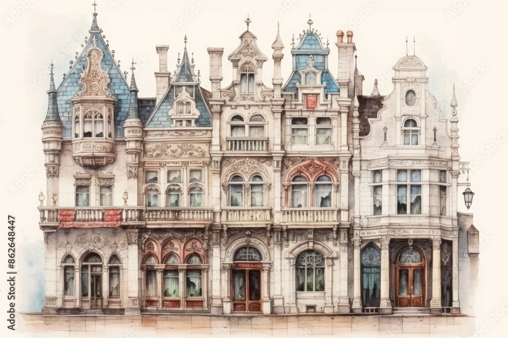 Obraz premium Architecture building drawing sketch.