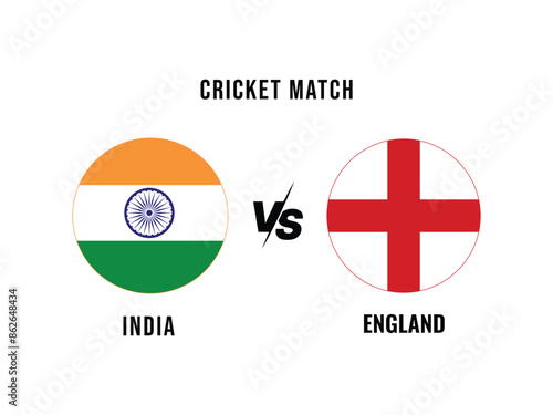 India VS England, Cricket Match concept with creative illustration of participant countries flag isolated with white background. Cricket Match or Head to Head Template INDIA VS ENGLAND.