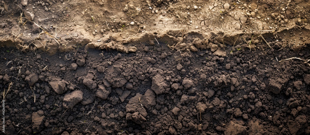 Various soil textures and mineral compositions create unique patterns in agricultural landscapes with a suitable copy space image. Various soil textures and mineral compositions create unique patterns in agricultural landscapes with a suitable copy space image.