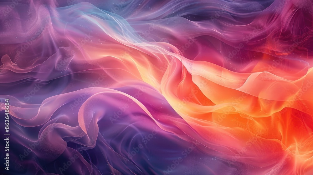 Obraz premium Abstract colorful smoke texture with vibrant hues of purple, pink, and orange, creating a dynamic and fluid visual effect.