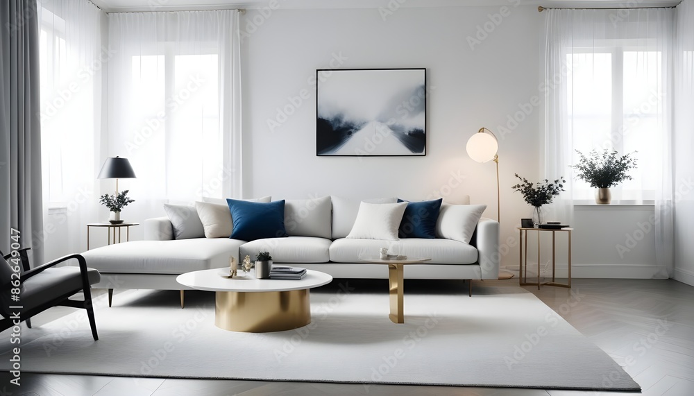 Fototapeta premium Photo interior modern design room 3d illustration