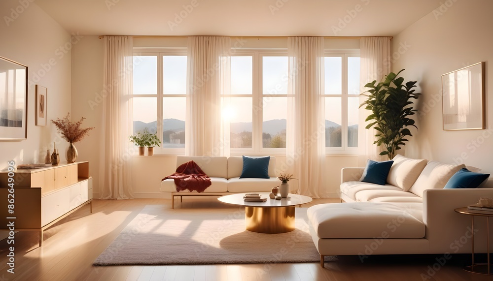 Fototapeta premium Photo interior modern design room 3d illustration