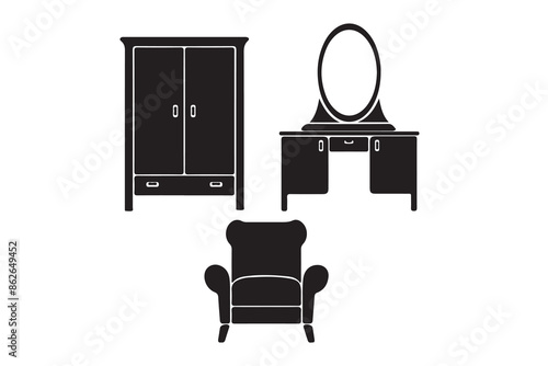 Set of furniture silhouettes Vector Design 