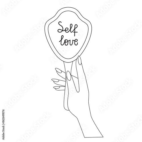 Mental health, motivation, selfcare concept. Nice words in mirrors as a reminder for love.