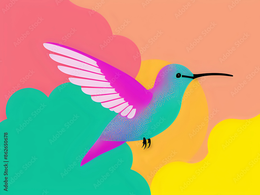 Obraz premium abstrakter pink grüner Kolibri