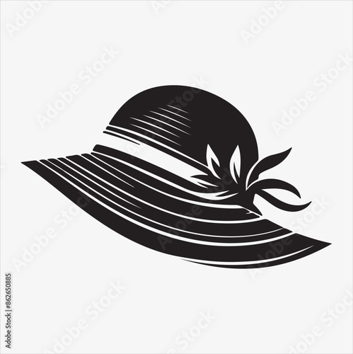 Female hat vector silhouette illustration on a White Background